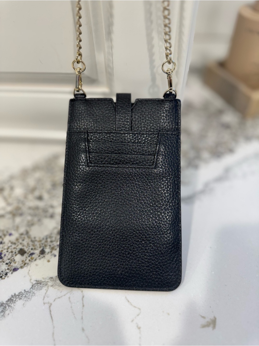 Kate Spade Black Pebbled Leather Phone Crossbody Bag